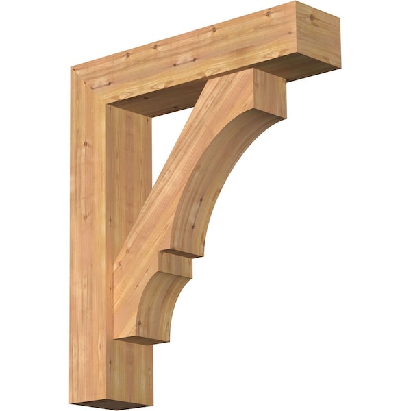 Ekena Millwork Balboa Block Smooth Bracket w/ Offset Brace, Western Red Cedar, 7 1/2"W x 32"D x 38"H BKT0806X32X38BOA05SWR - main